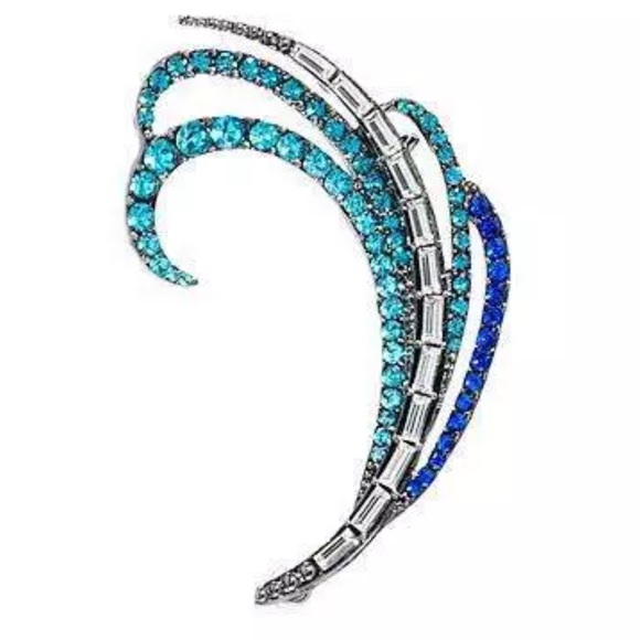 Statement Earring Blue Crystal Post Cuff Jewelry - Picture 2 of 6